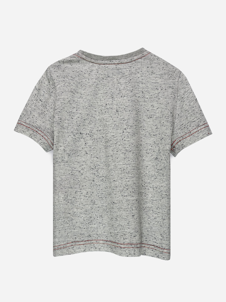 Grey White Neppy T-Shirt With Contrasting Green Pocket Brumano Pakistan