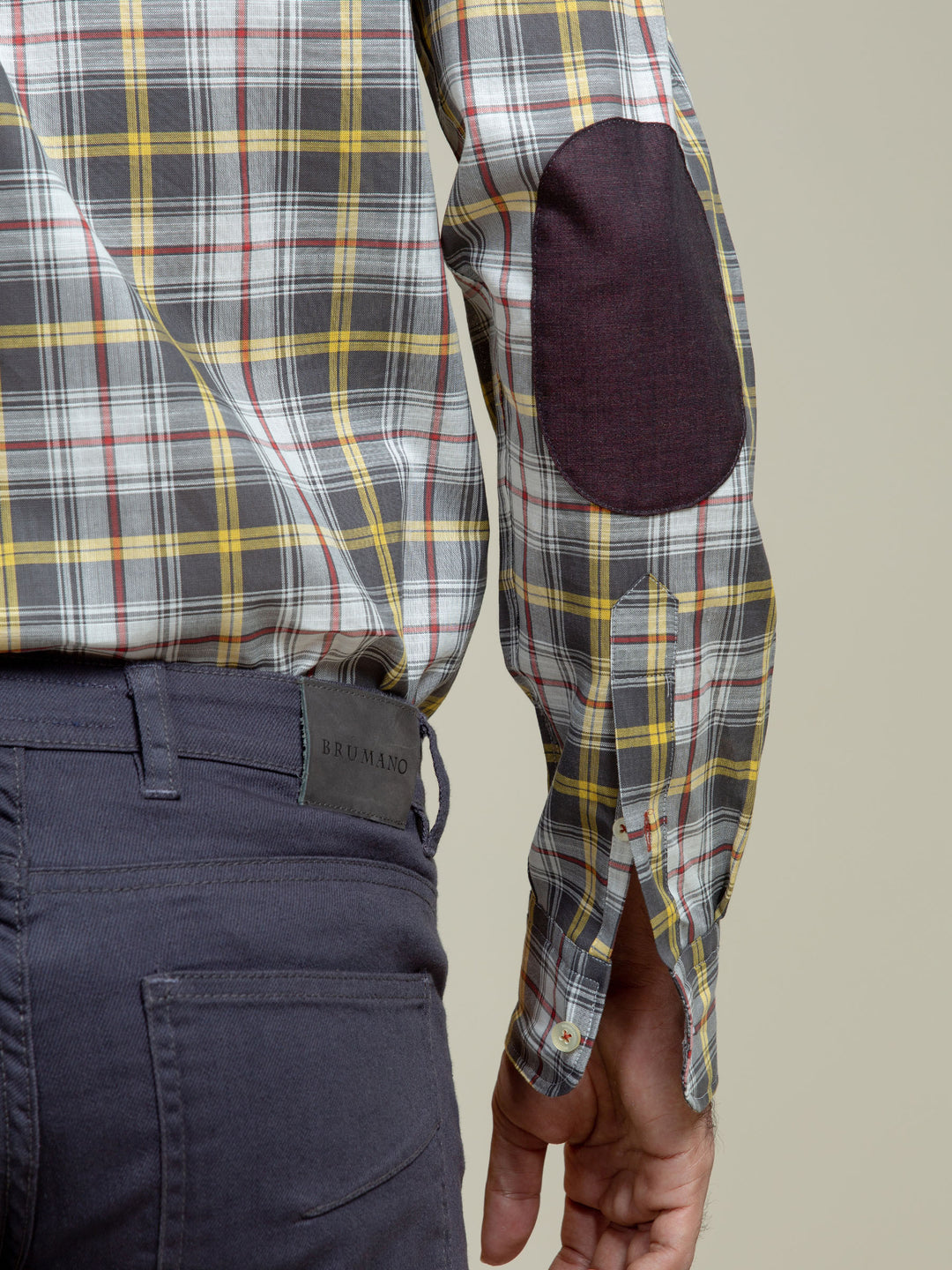 Grey & Yellow Checkered Light Weight Shirt Brumano Pakistan