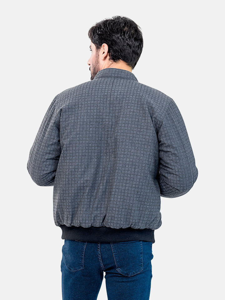Grey Checkered Quilted Jacket Brumano Pakistan