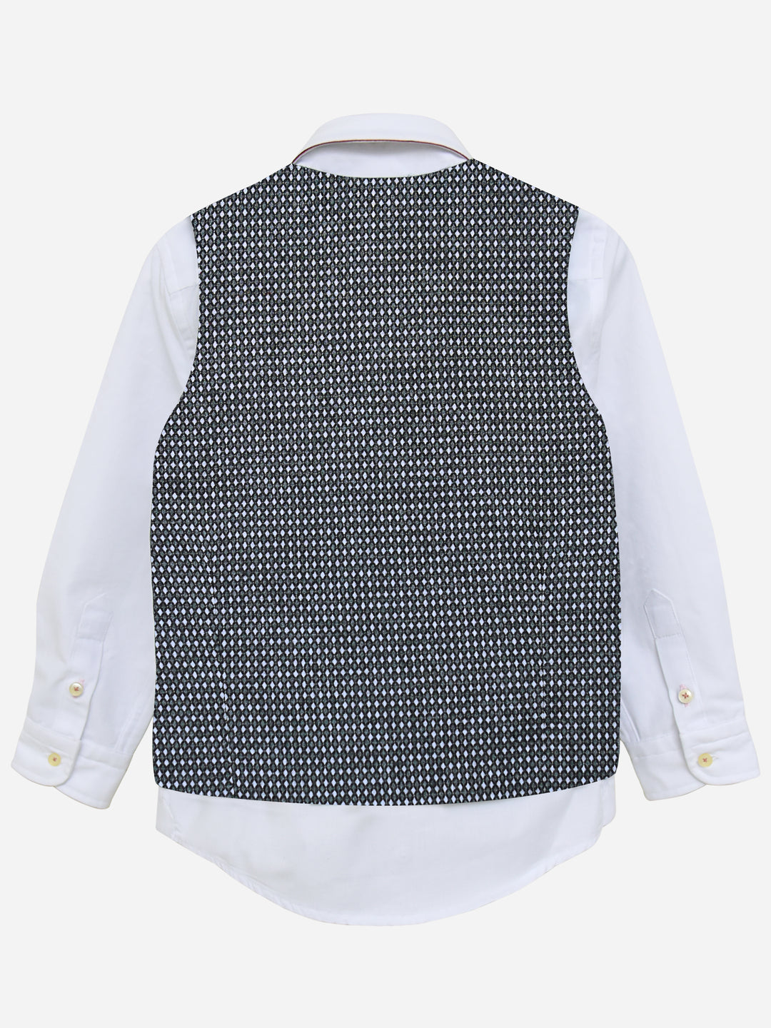 Grey Diamond Patterned Suit Vest With Bow Brumano Pakistan 