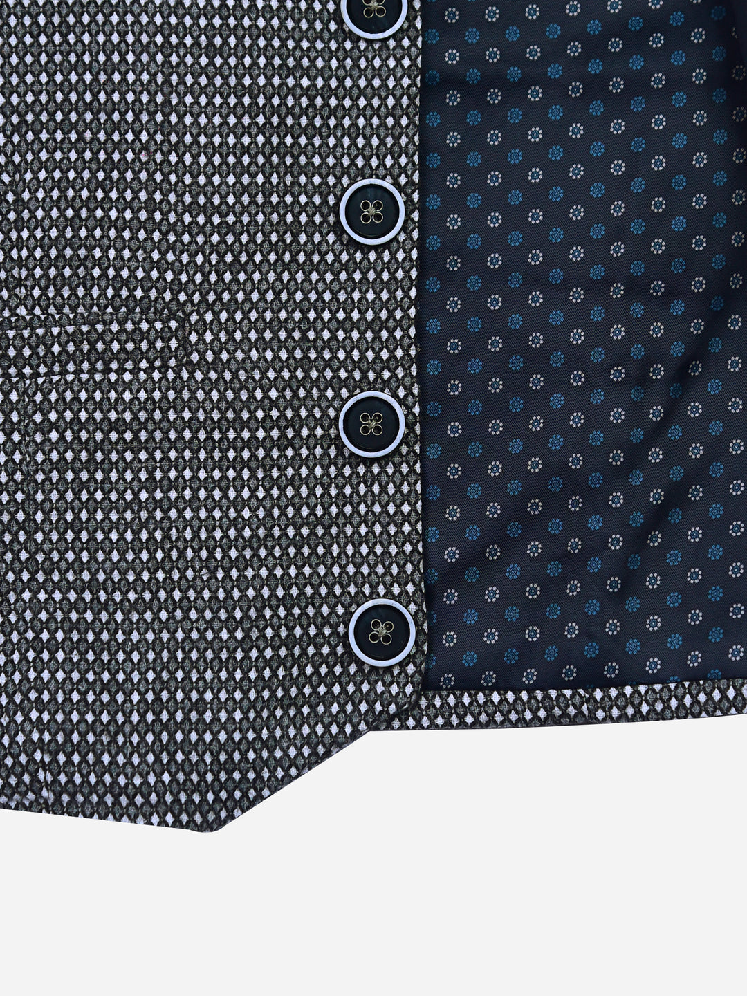 Grey Diamond Patterned Suit Vest With Bow Brumano Pakistan 