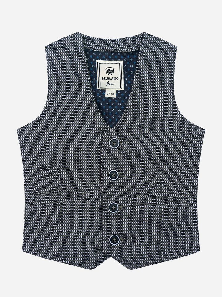 Grey Diamond Patterned Suit Vest With Bow Brumano Pakistan 