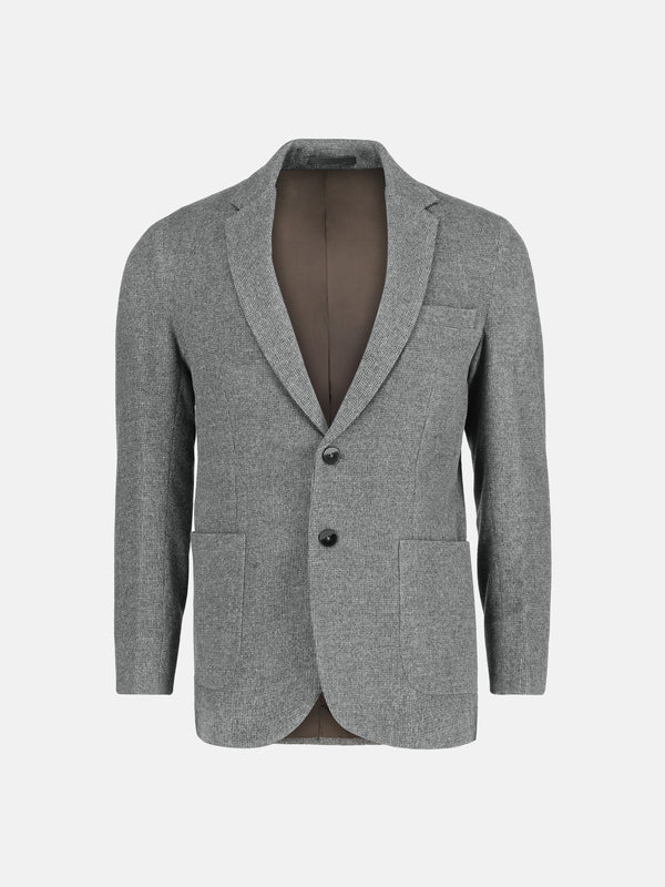 Grey Dobby Wool Cashmere Blazer - Sartoria Brumano Pakistan