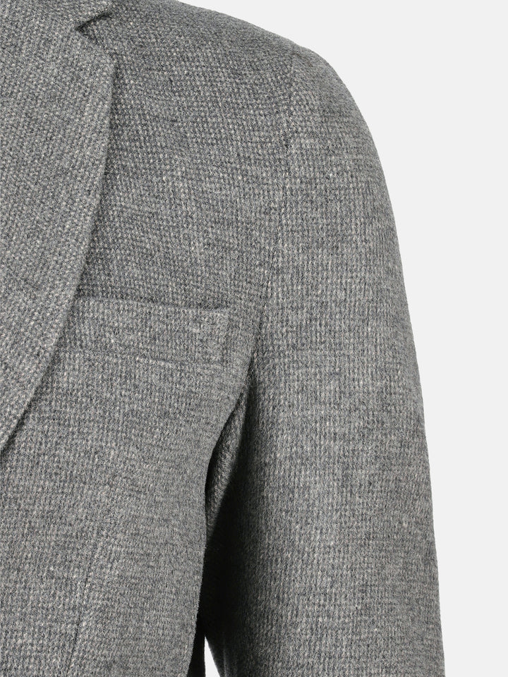 Grey Dobby Wool Cashmere Blazer - Sartoria Brumano Pakistan