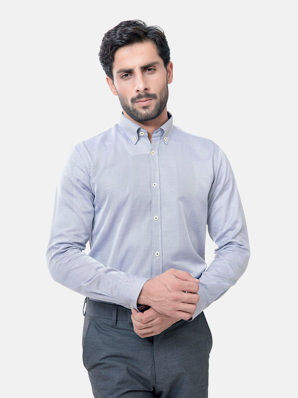 Grey Herringbone Button Down Formal Shirt Brumano Pakistan