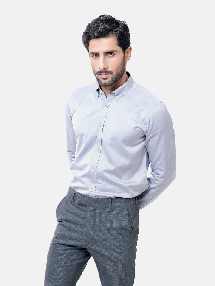 Grey Herringbone Button Down Formal Shirt Brumano Pakistan