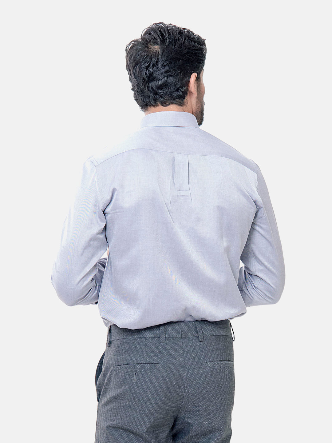 Grey Herringbone Button Down Formal Shirt Brumano Pakistan