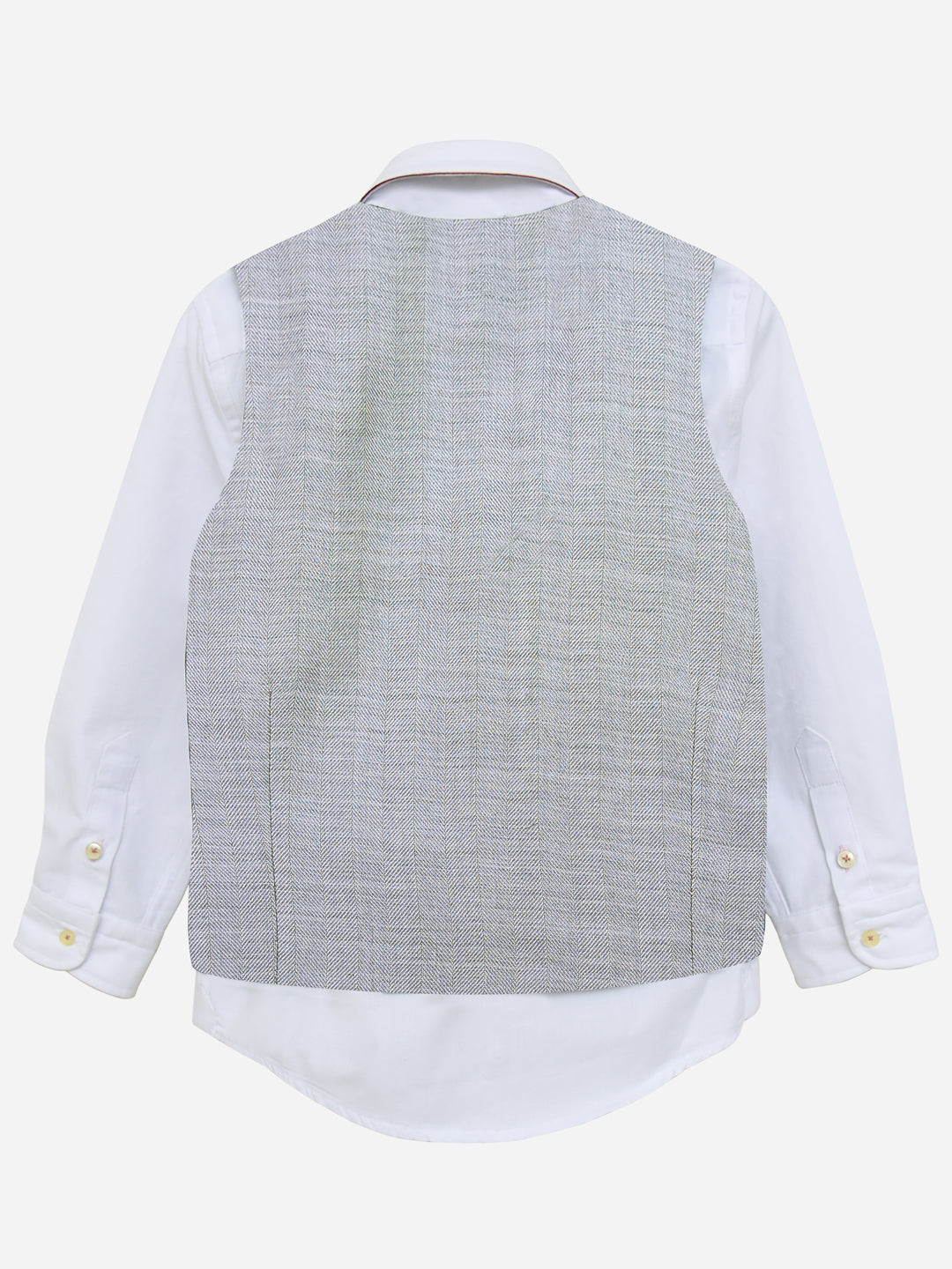 Grey Herringbone Suit Vest With Maroon Bow Brumano Pakistan
