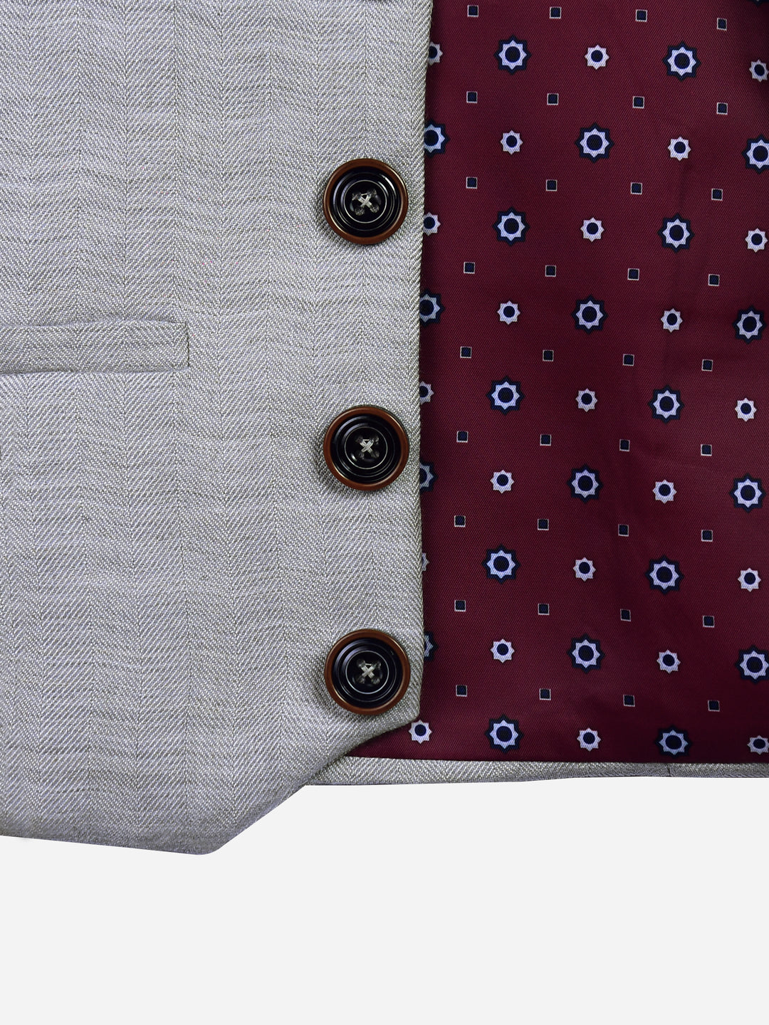 Grey Herringbone Suit Vest With Maroon Bow Brumano Pakistan
