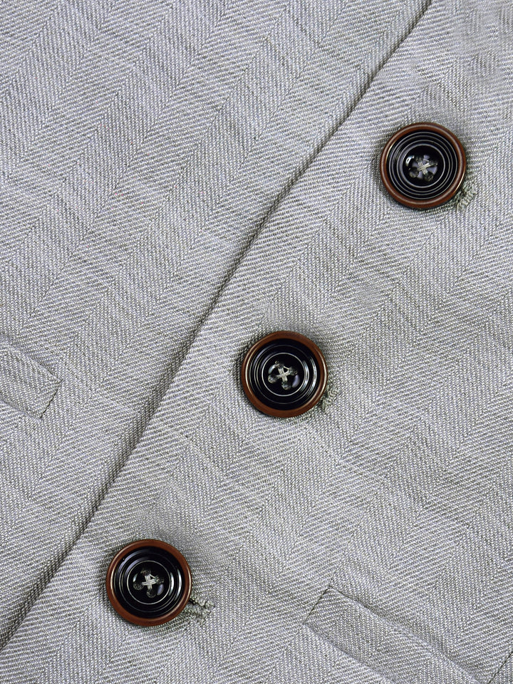 Grey Herringbone Suit Vest With Maroon Bow Brumano Pakistan