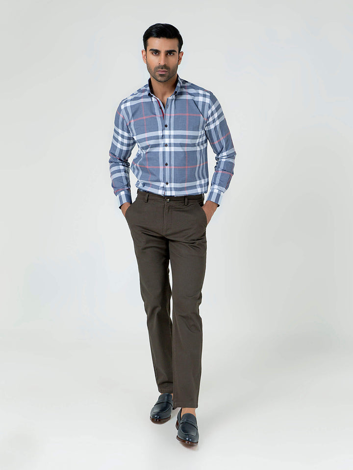 Grey Large Windowpane Checkered Shirt Brumano Pakistan