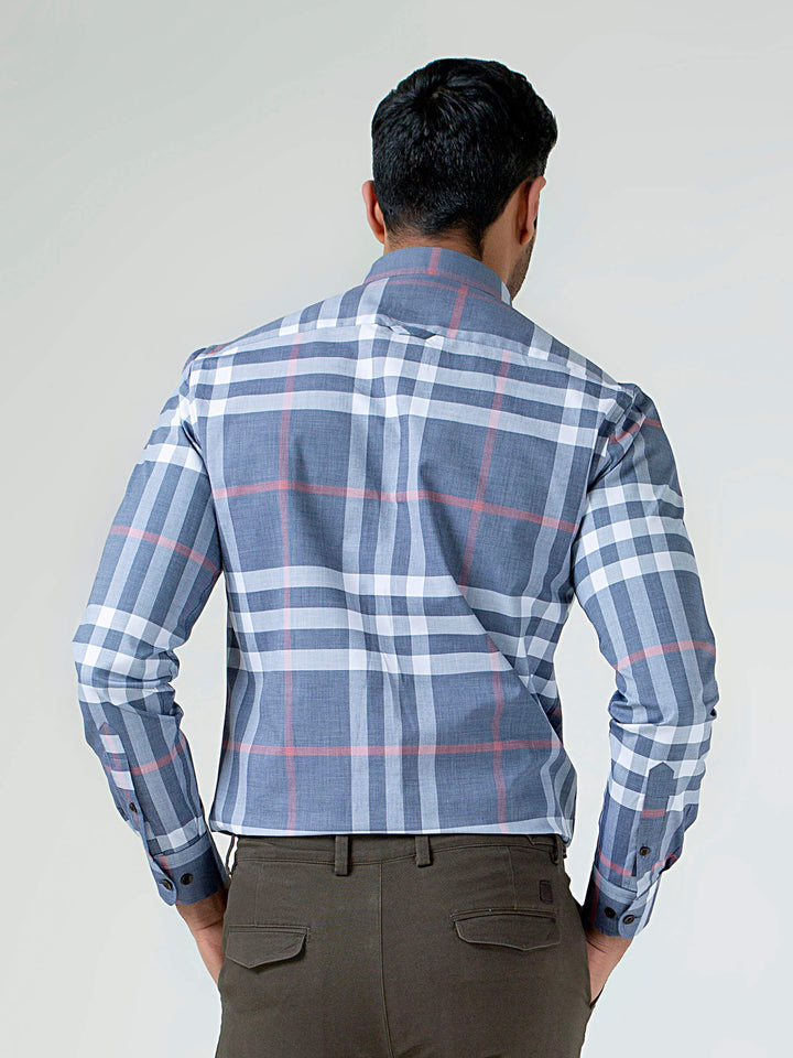 Grey Large Windowpane Checkered Shirt Brumano Pakistan