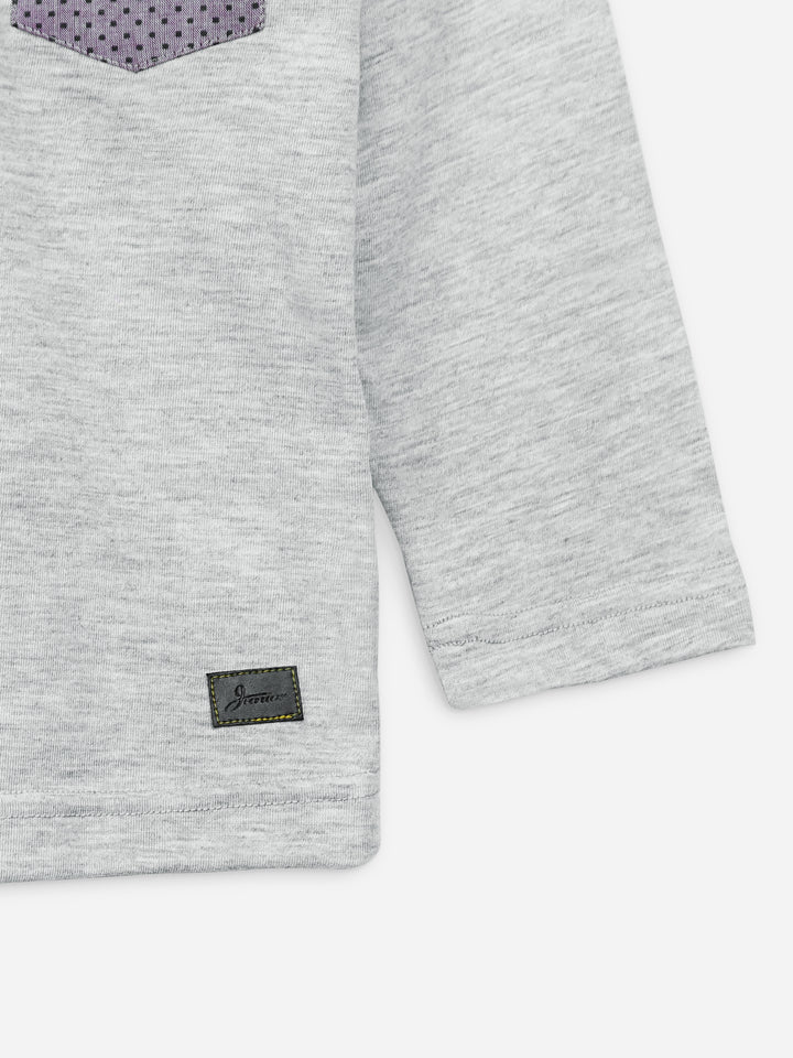 Grey Long Sleeve Casual T-Shirt With Pocket Brumano Pakistan