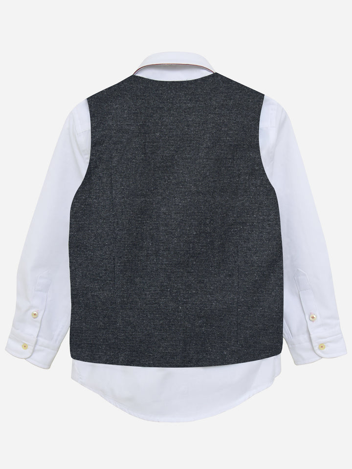 Grey Micro Checkered Suit Vest With Bow Brumano Pakistan