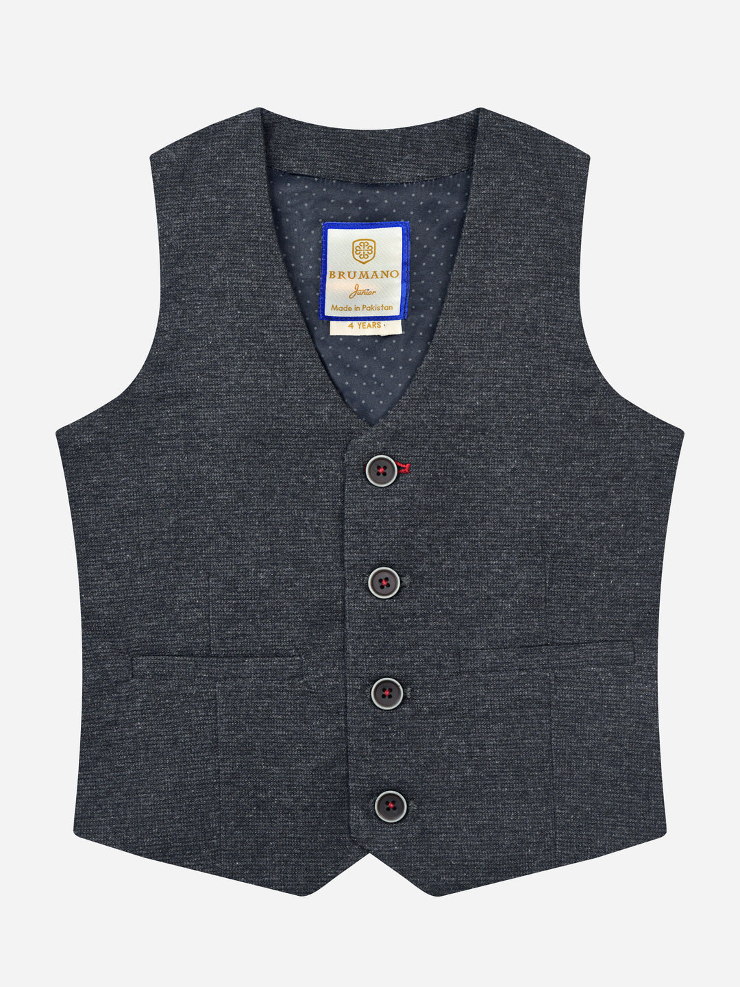 Grey Micro Checkered Suit Vest With Bow Brumano Pakistan