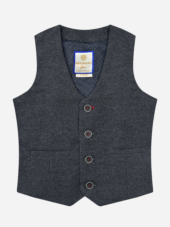 Grey Micro Checkered Suit Vest With Bow Brumano Pakistan