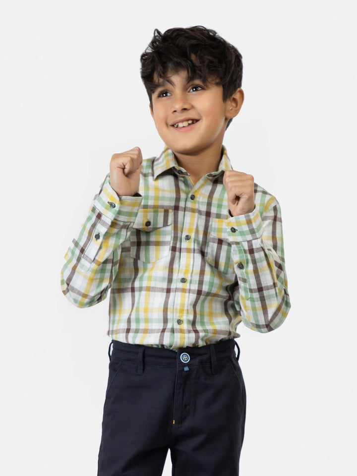 Grey Multi Color Corduroy Checked Casual Shirt Brumano Pakistan