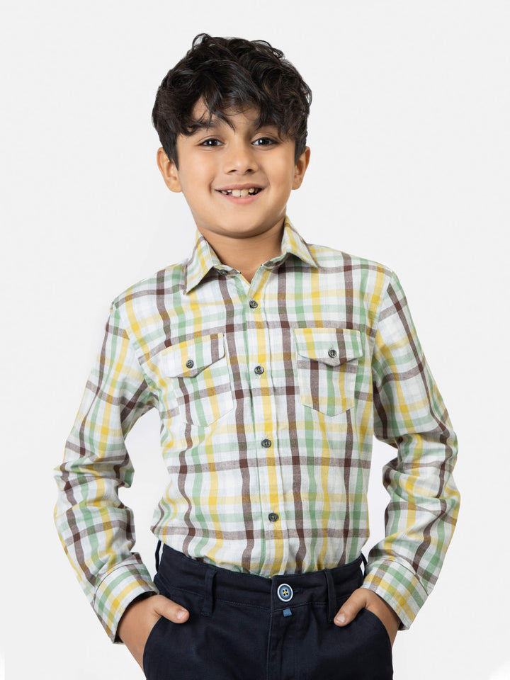 Grey Multi Color Corduroy Checked Casual Shirt Brumano Pakistan