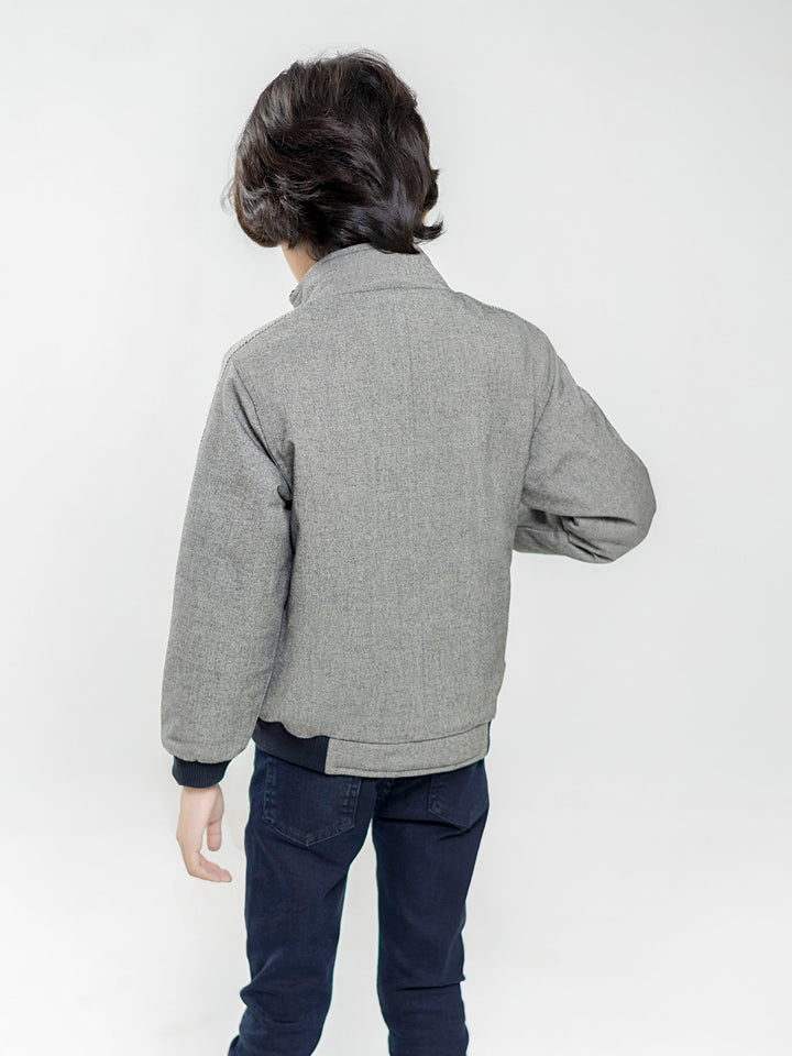 Grey Quilted Casual Jacket With Cashmere Pockets Brumano Pakistan