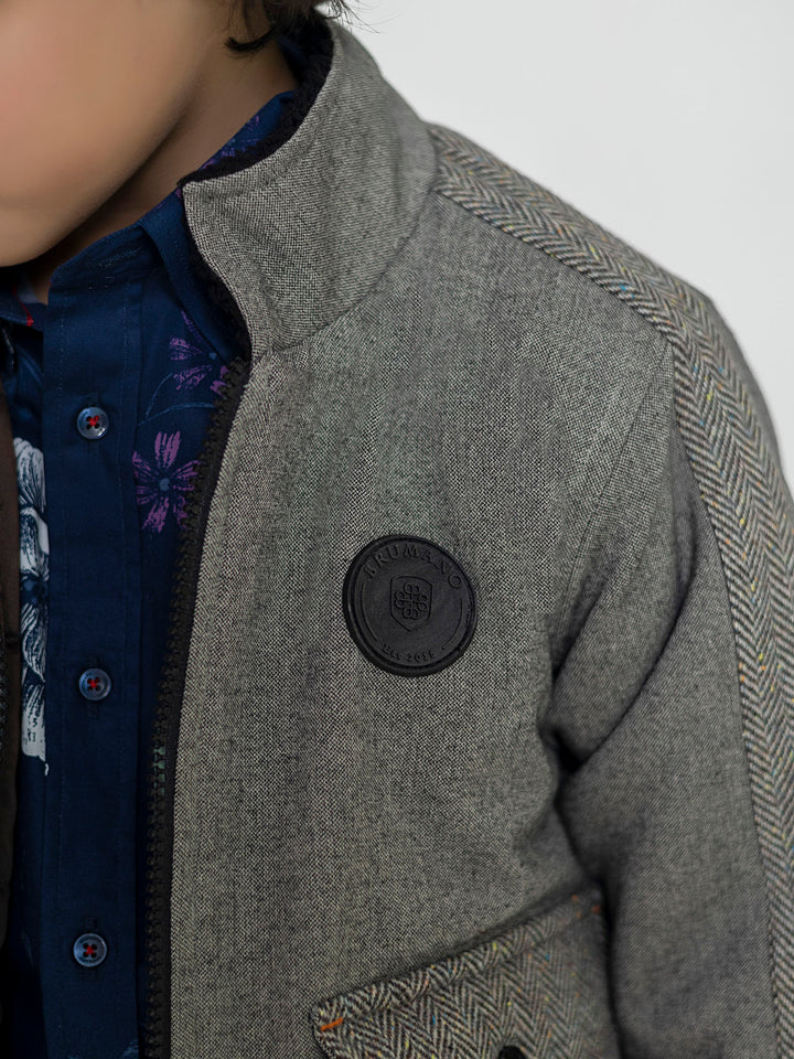 Grey Quilted Casual Jacket With Cashmere Pockets Brumano Pakistan