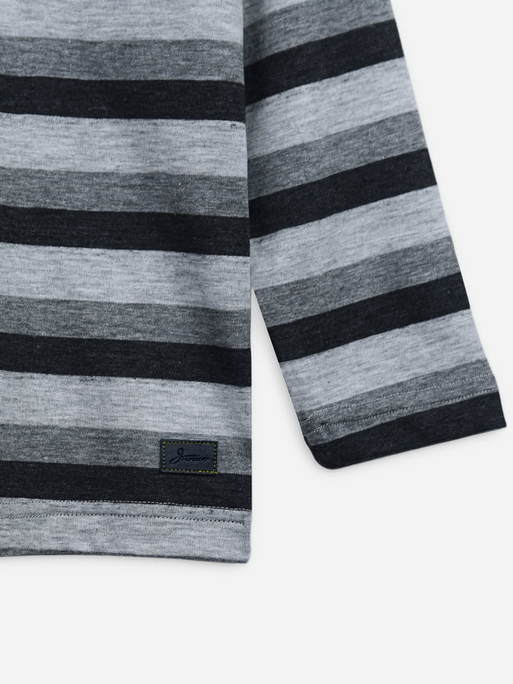 Grey Striped Casual Long Sleeve T-Shirt Brumano pakistan