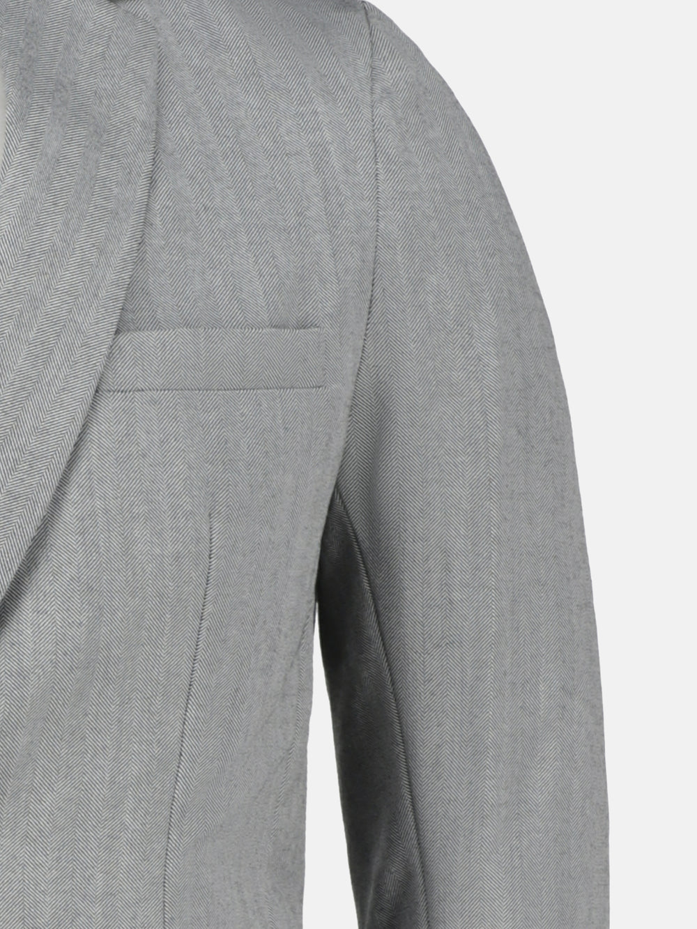 Grey Wool Herringbone Blazer