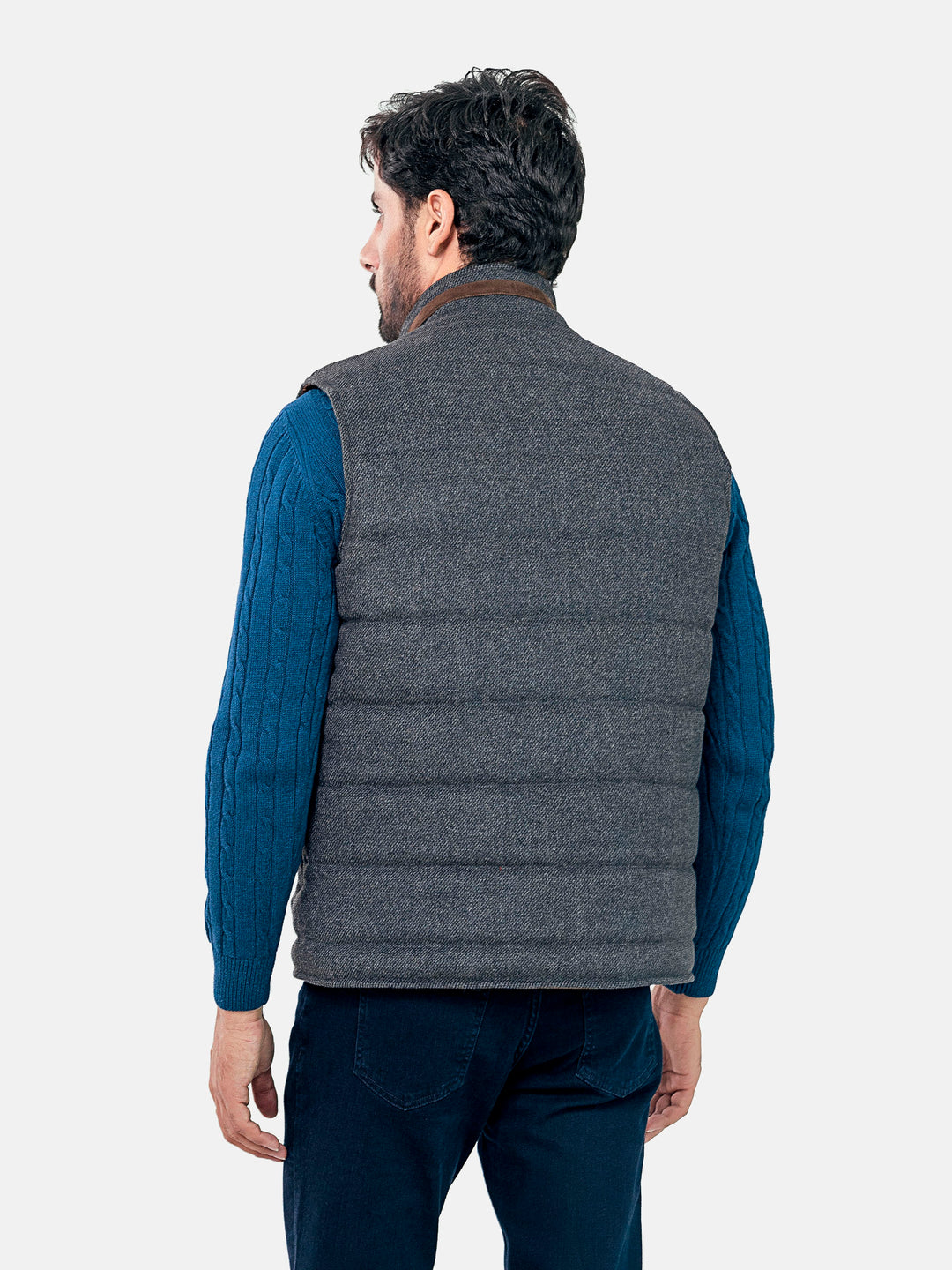 Grey Wool Structured Sleeveless Quilted Jacket Brumano Pakistan