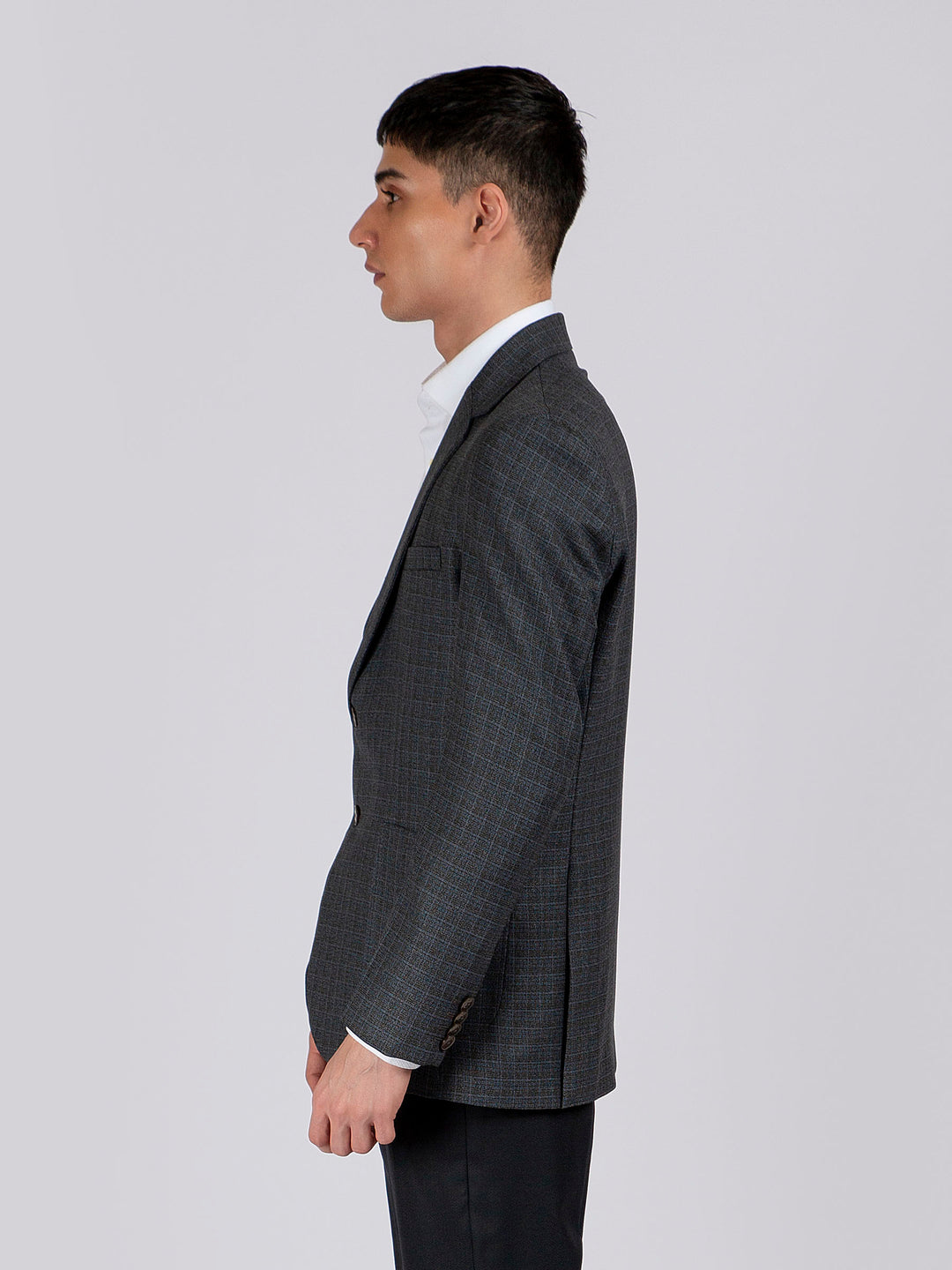Grey & Blue Checkered Blazer Brumano Pakistan