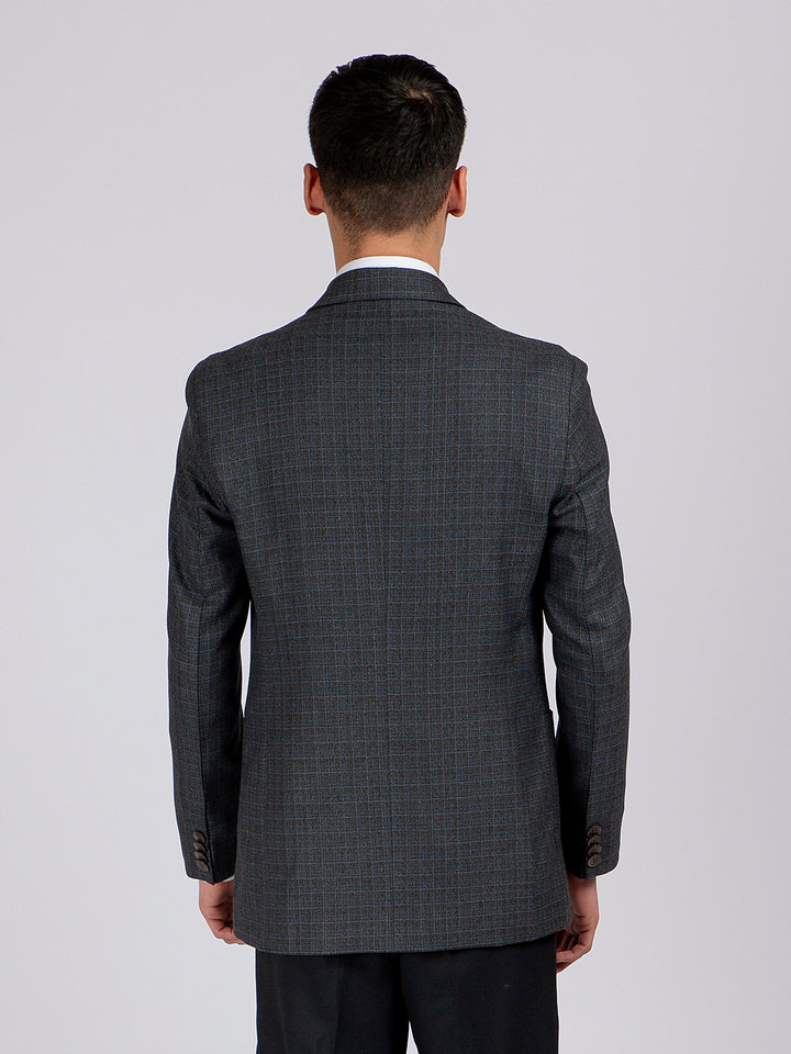 Grey & Blue Checkered Blazer Brumano Pakistan