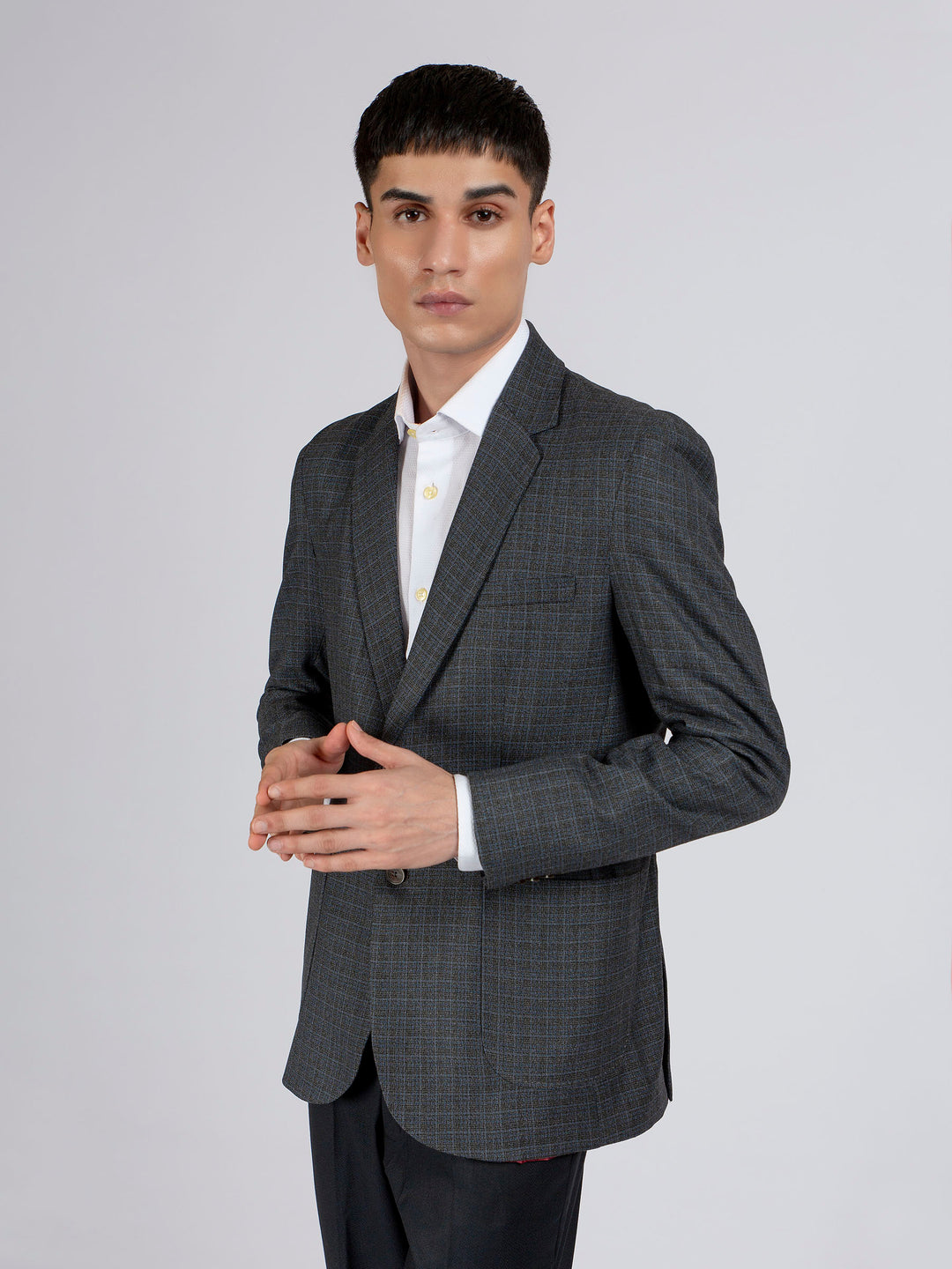 Grey & Blue Checkered Blazer Brumano Pakistan