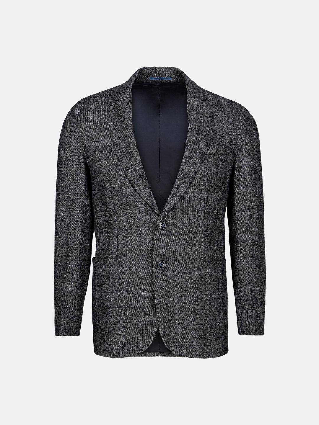 Grey & Blue Checkered Wool Cashmere Blazer - Sartoria Brumano Pakistan 