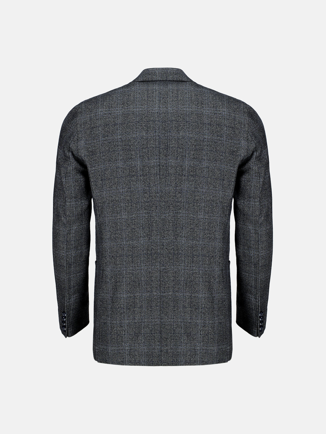 Grey & Blue Checkered Wool Cashmere Blazer - Sartoria Brumano Pakistan