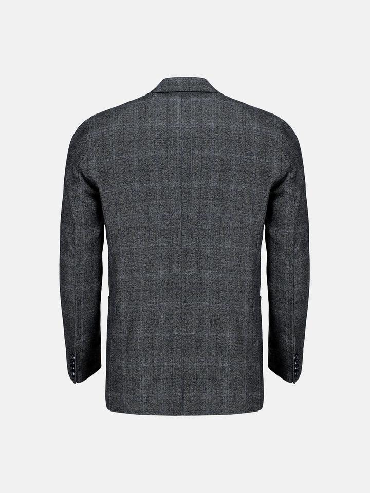 Grey & Blue Checkered Wool Cashmere Blazer - Sartoria Brumano Pakistan