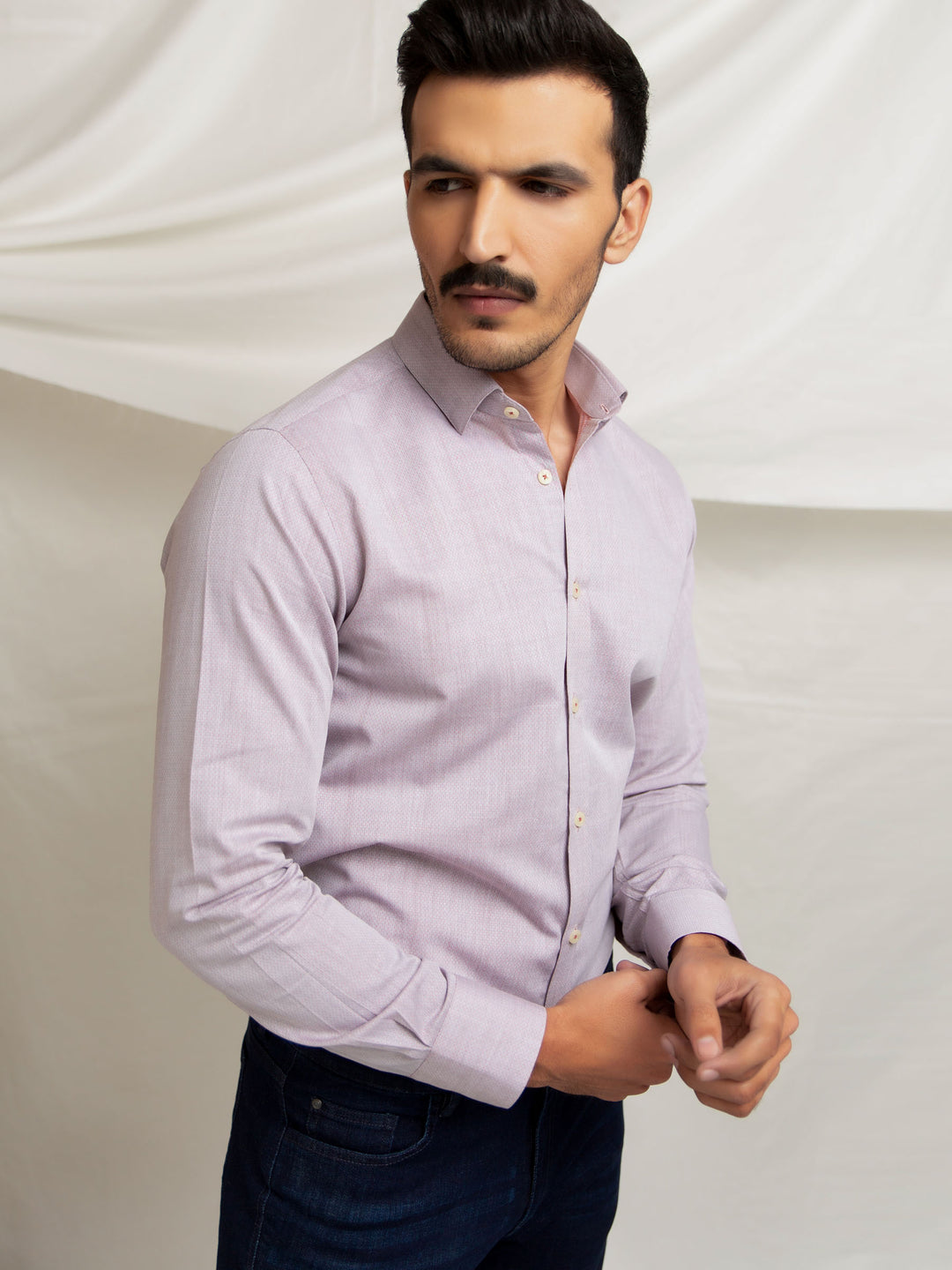 Grey & Peach Dobby Formal Shirt Brumano Pakistan