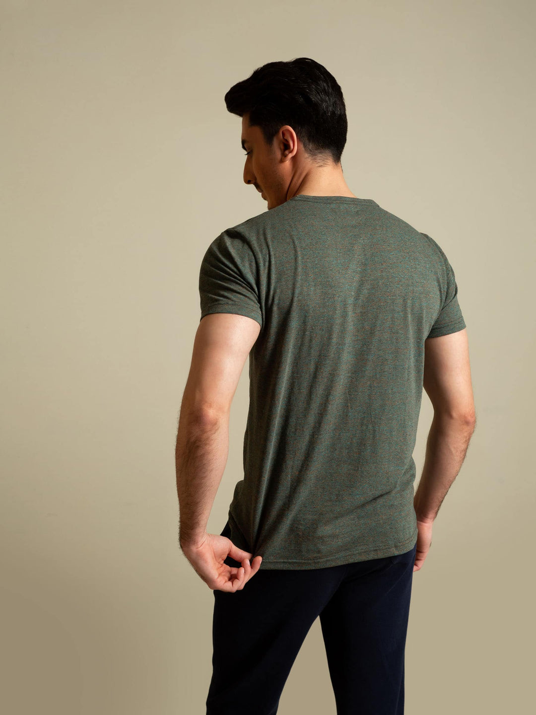 Greyish Blue Marl Crew Neck T-Shirt Brumano Pakistan