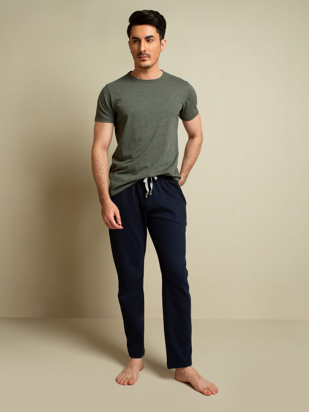 Greyish Blue Marl Crew Neck T-Shirt Brumano Pakistan