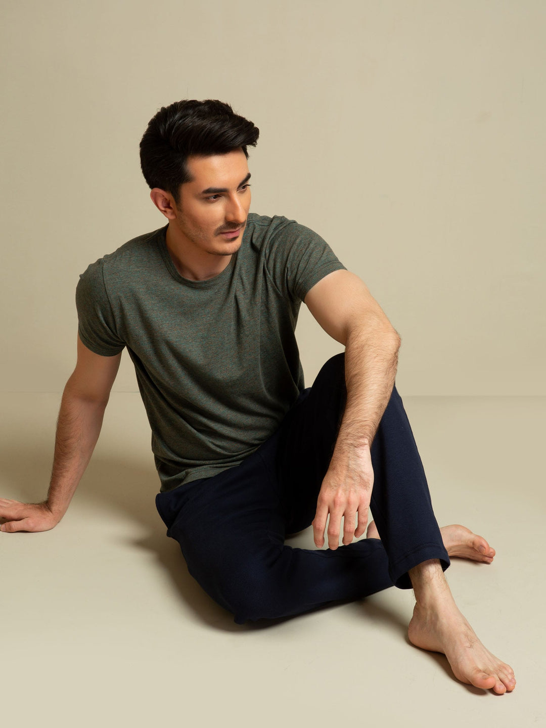 Greyish Blue Marl Crew Neck T-Shirt Brumano Pakistan