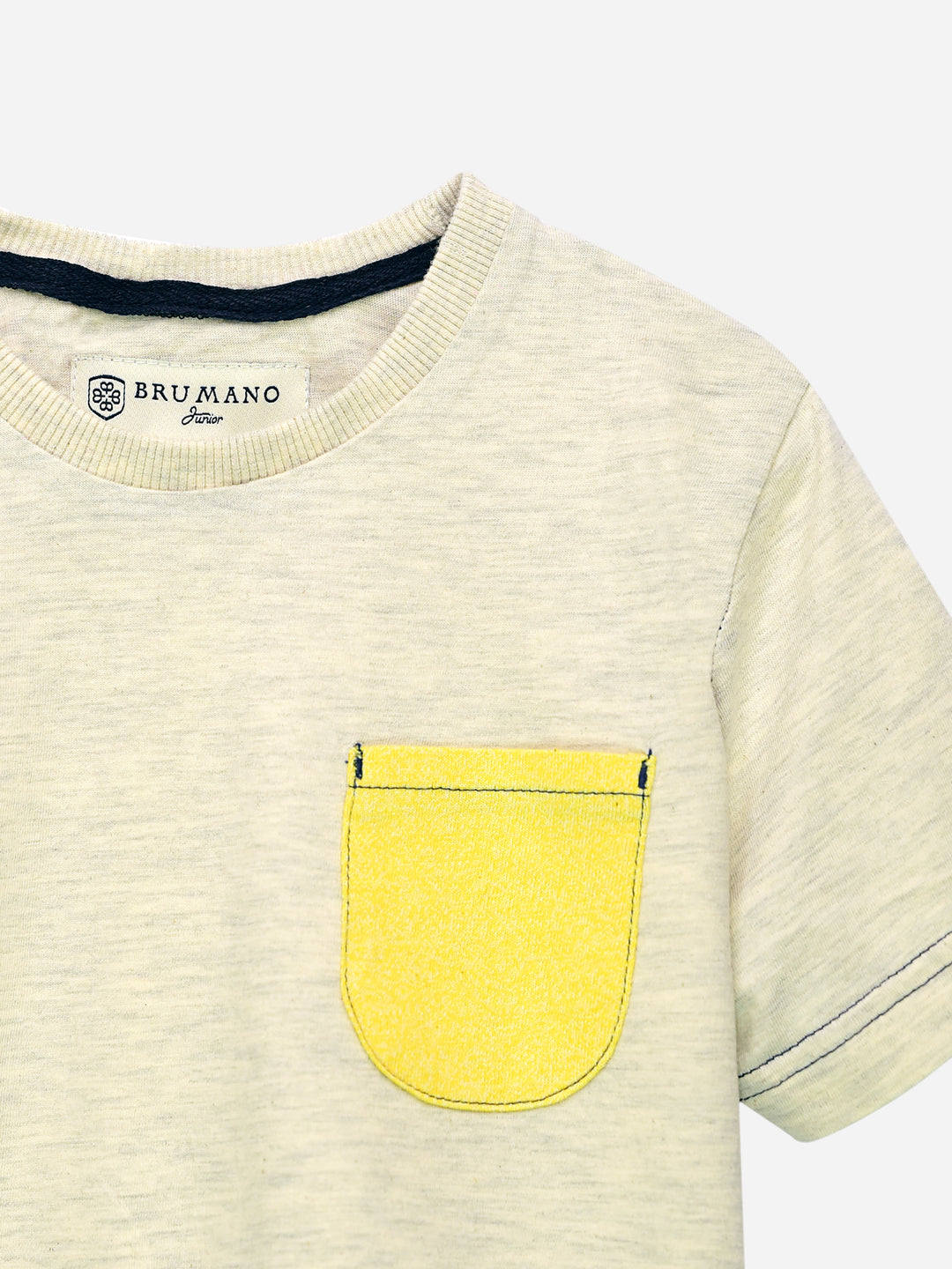 Heather Grey T-Shirt With Contrasting Yellow Pocket Brumano Pakistan