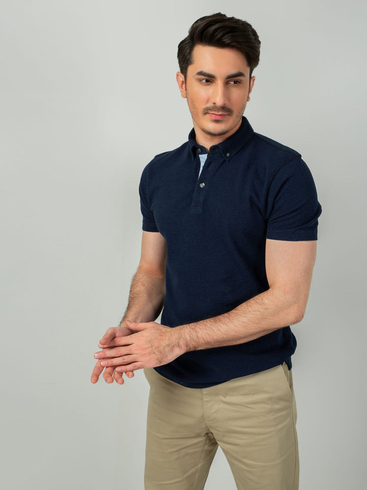 Indigo Pique Polo Shirt Brumano Pakistan