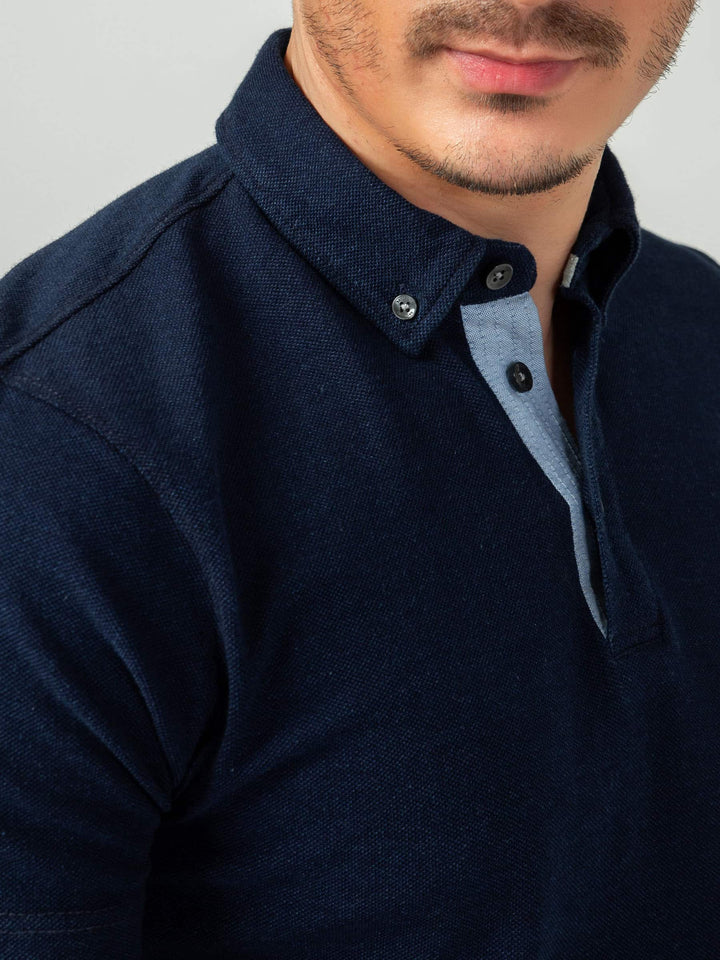 Indigo Pique Polo Shirt Brumano Pakistan