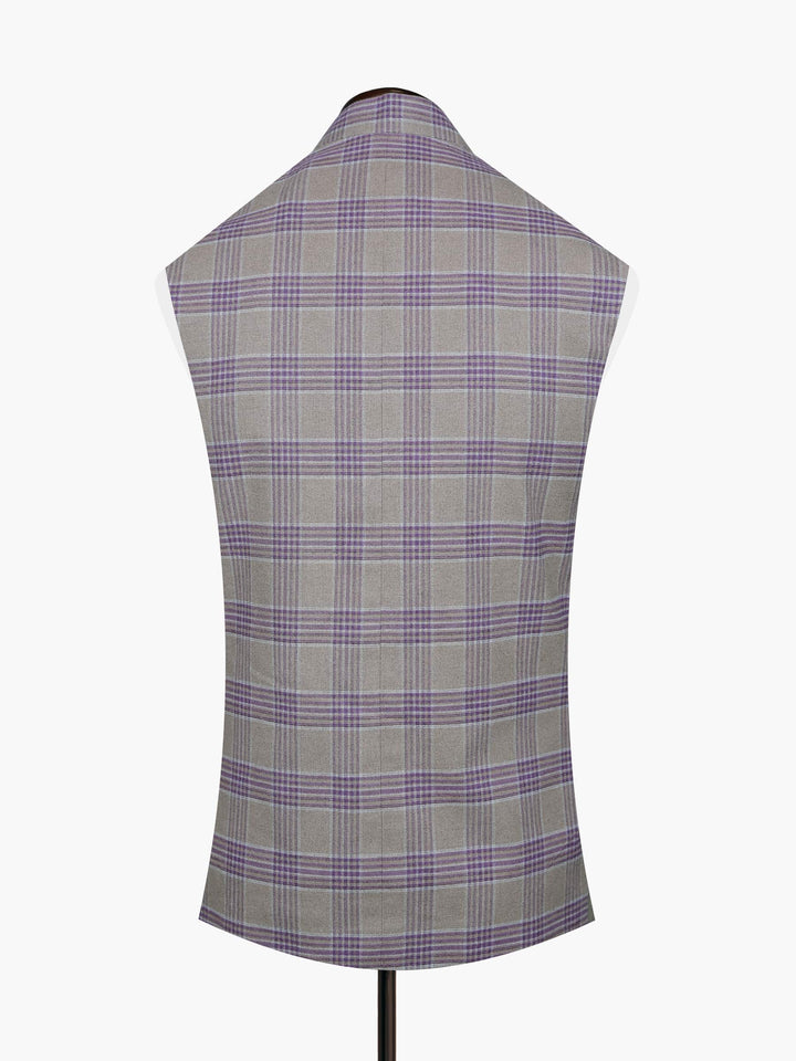 Khaki Wool Checkered Waistcoat
