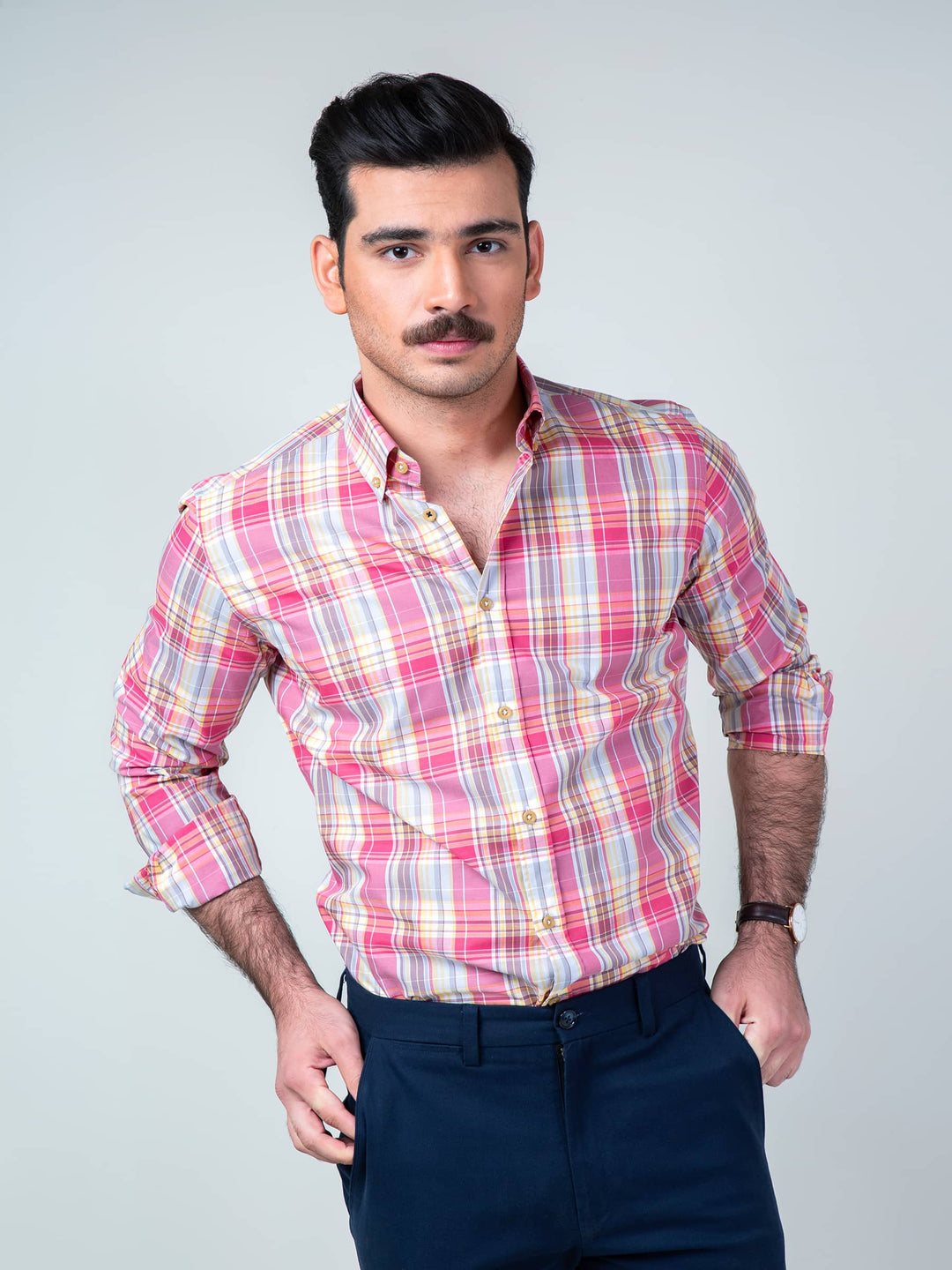 Large Pink Checkered Shirt Brumano Pakistan