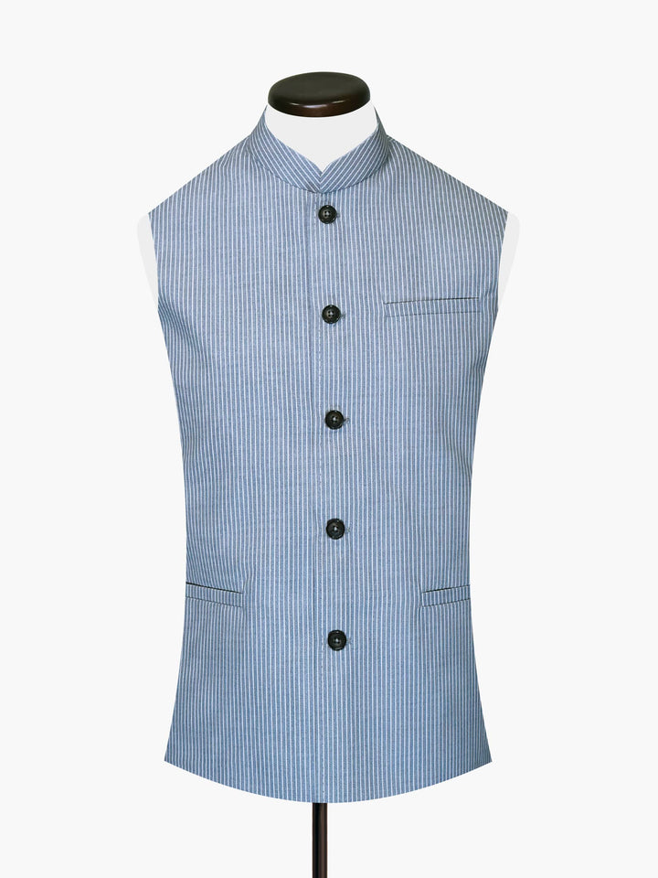 Light Blue Stripe Waistcoat Brumano Pakistan