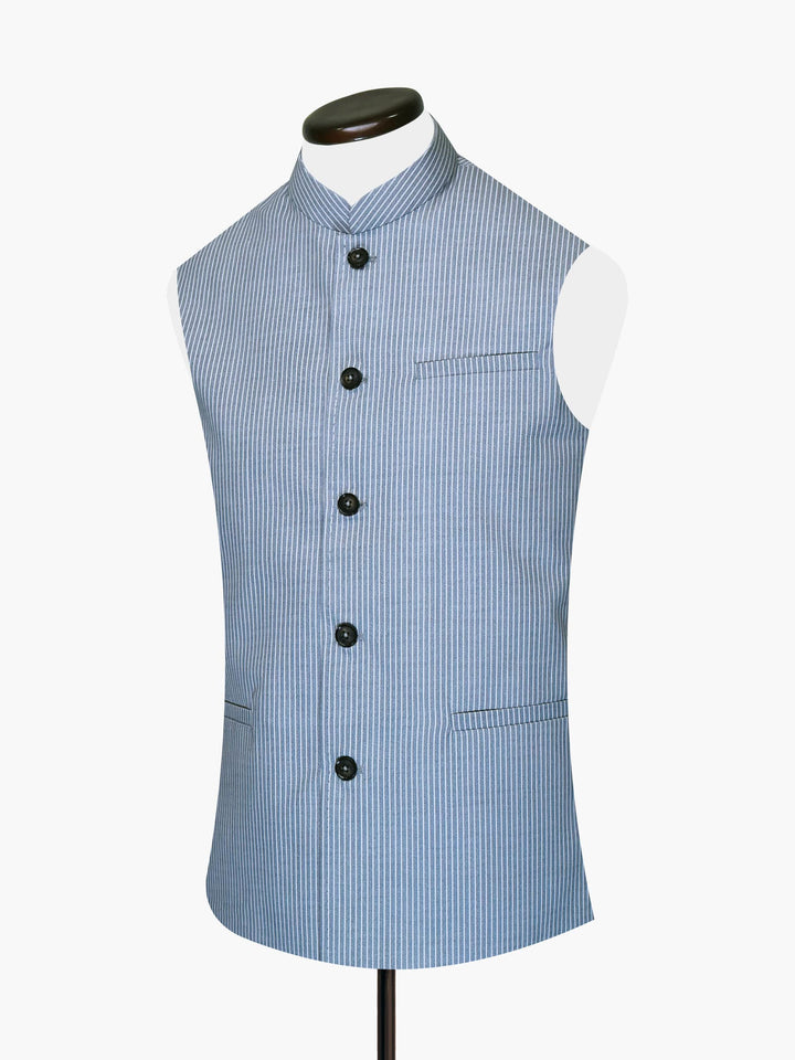 Light Blue Stripe Waistcoat Brumano Pakistan