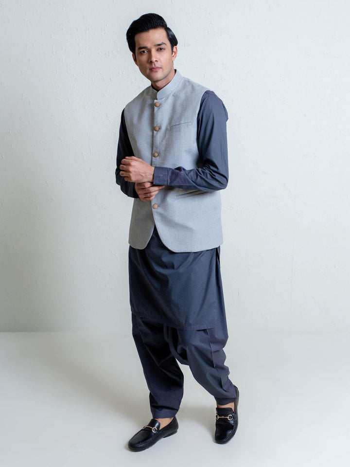 Light Green Structured Waistcoat Brumano Pakistan