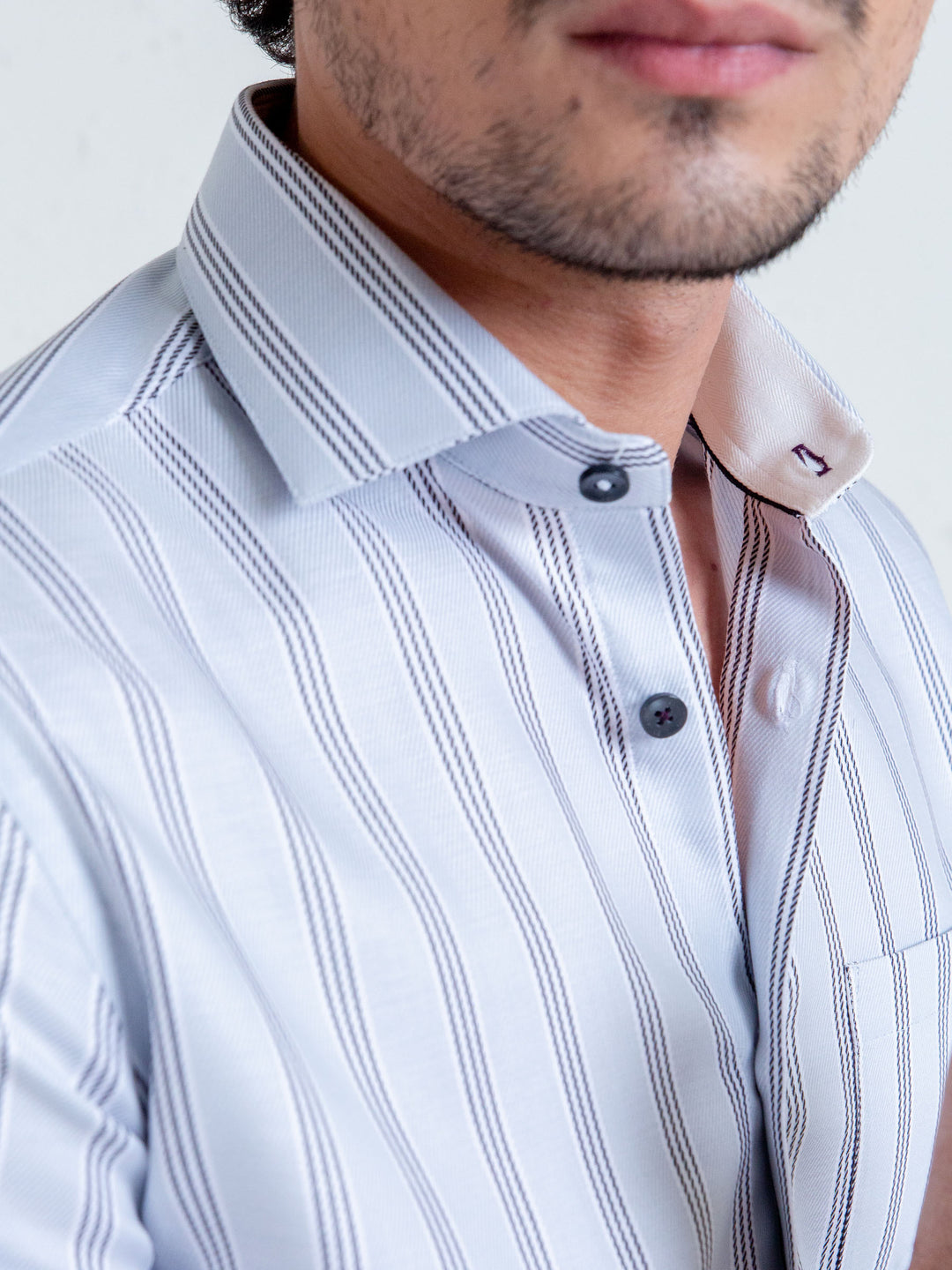 Light Grey & Black Striped Shirt Brumano Pakistan