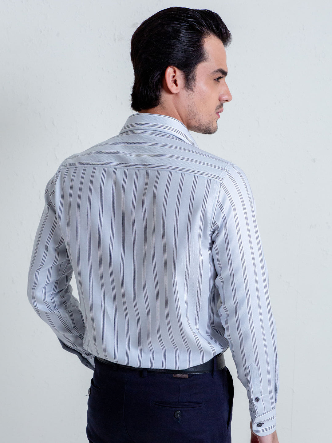 Light Grey & Black Striped Shirt Brumano Pakistan
