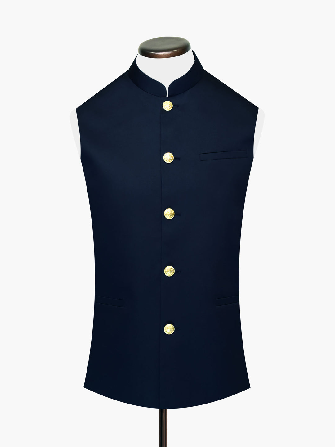 Light Navy Waistcoat With Golden Buttons