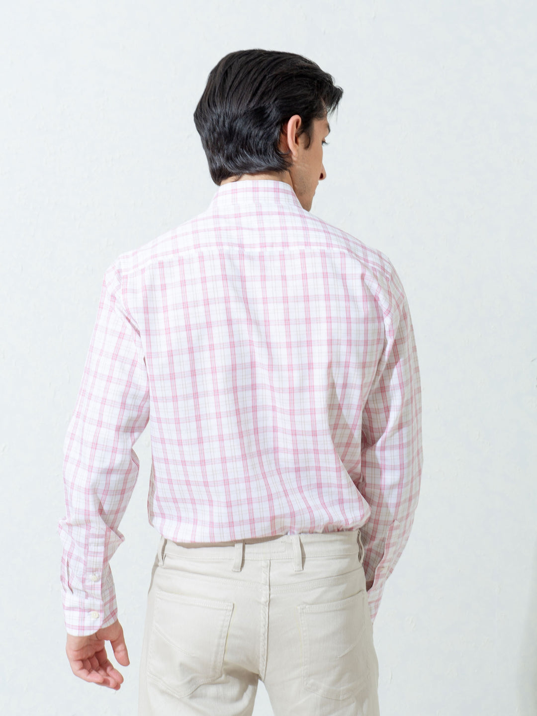 Light Pink Checkered Button Down Shirt Brumano Pakistan
