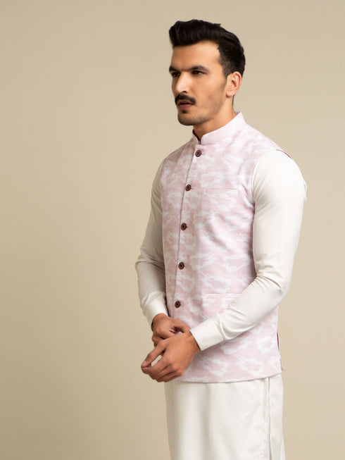 Light Pink Jacquard Waistcoat Brumano Pakistan